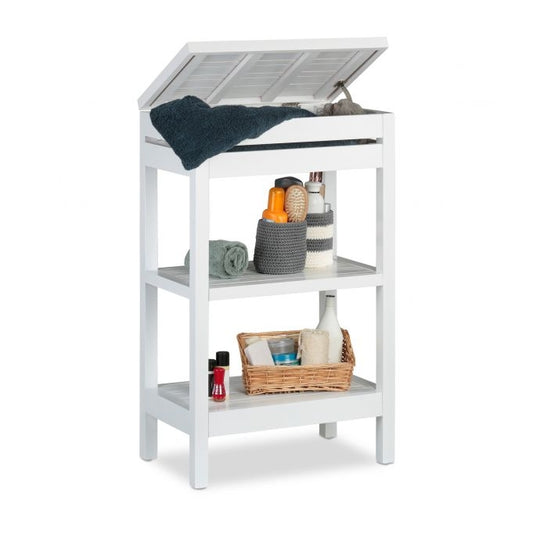Bathroom shelf bamboo white