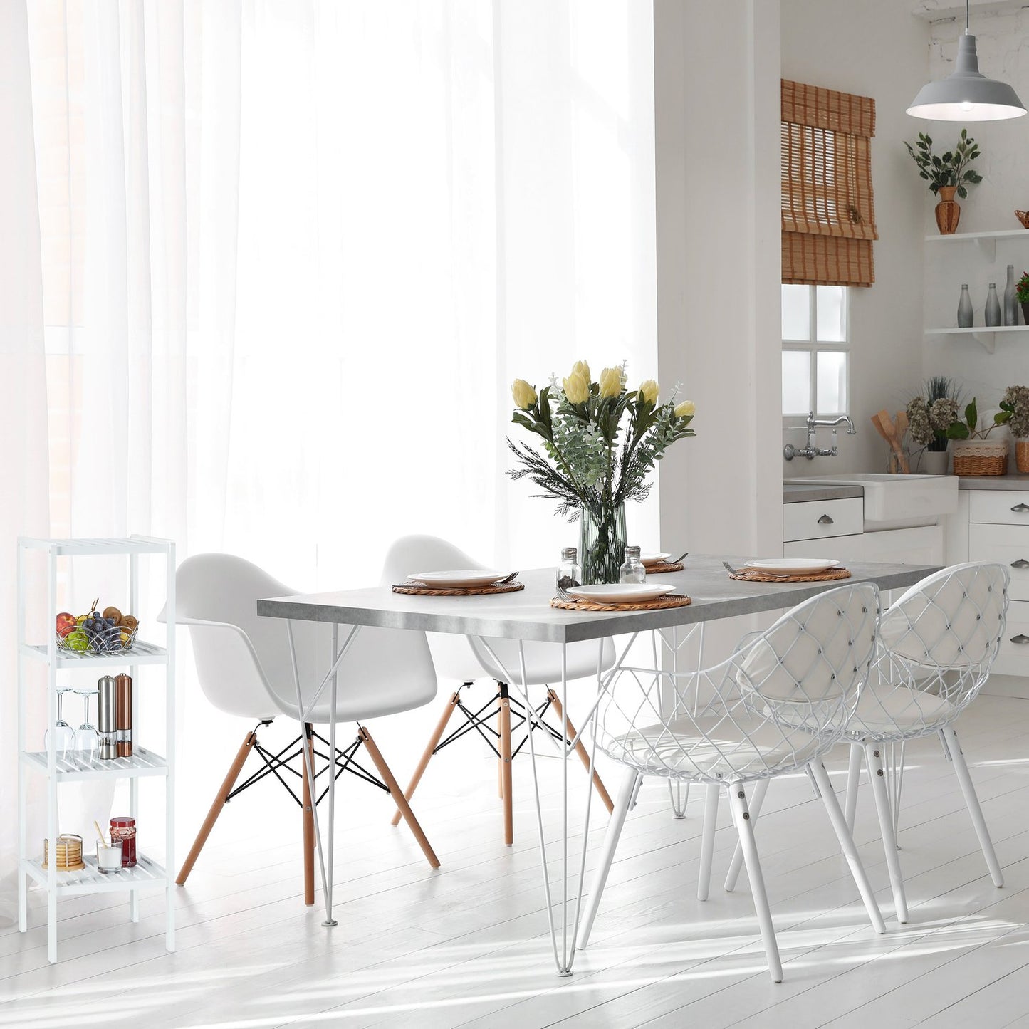 Bathroom shelf bamboo white