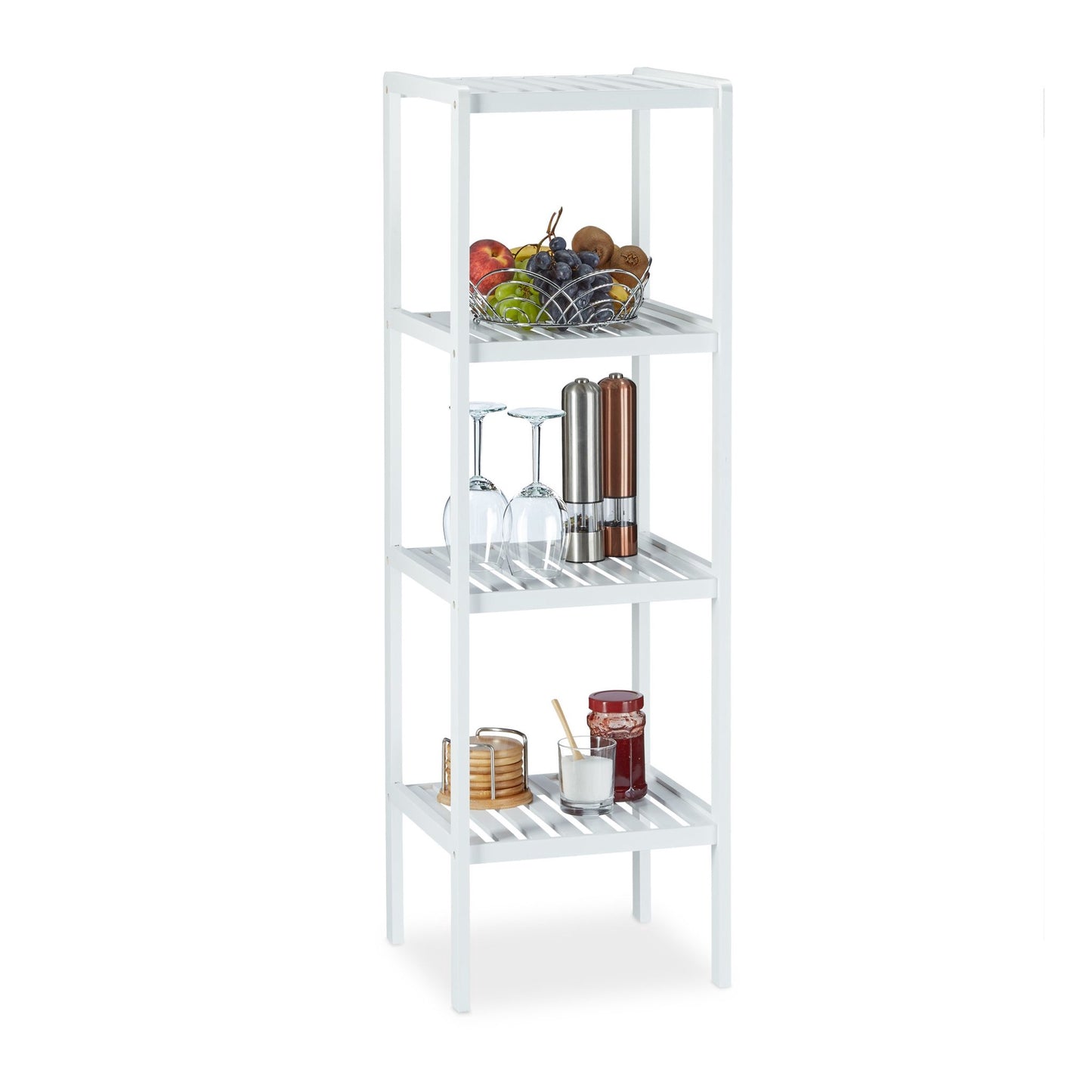 Bathroom shelf bamboo white