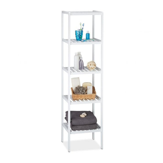 Bathroom shelf bamboo white
