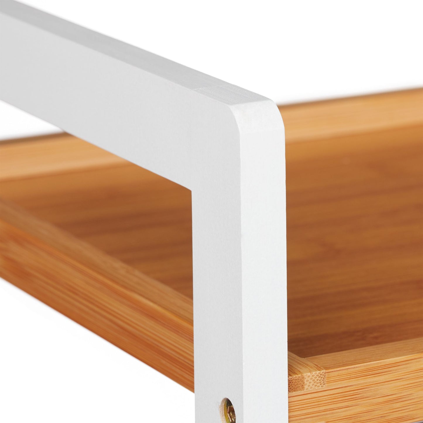 Bathroom shelf bamboo white and natural