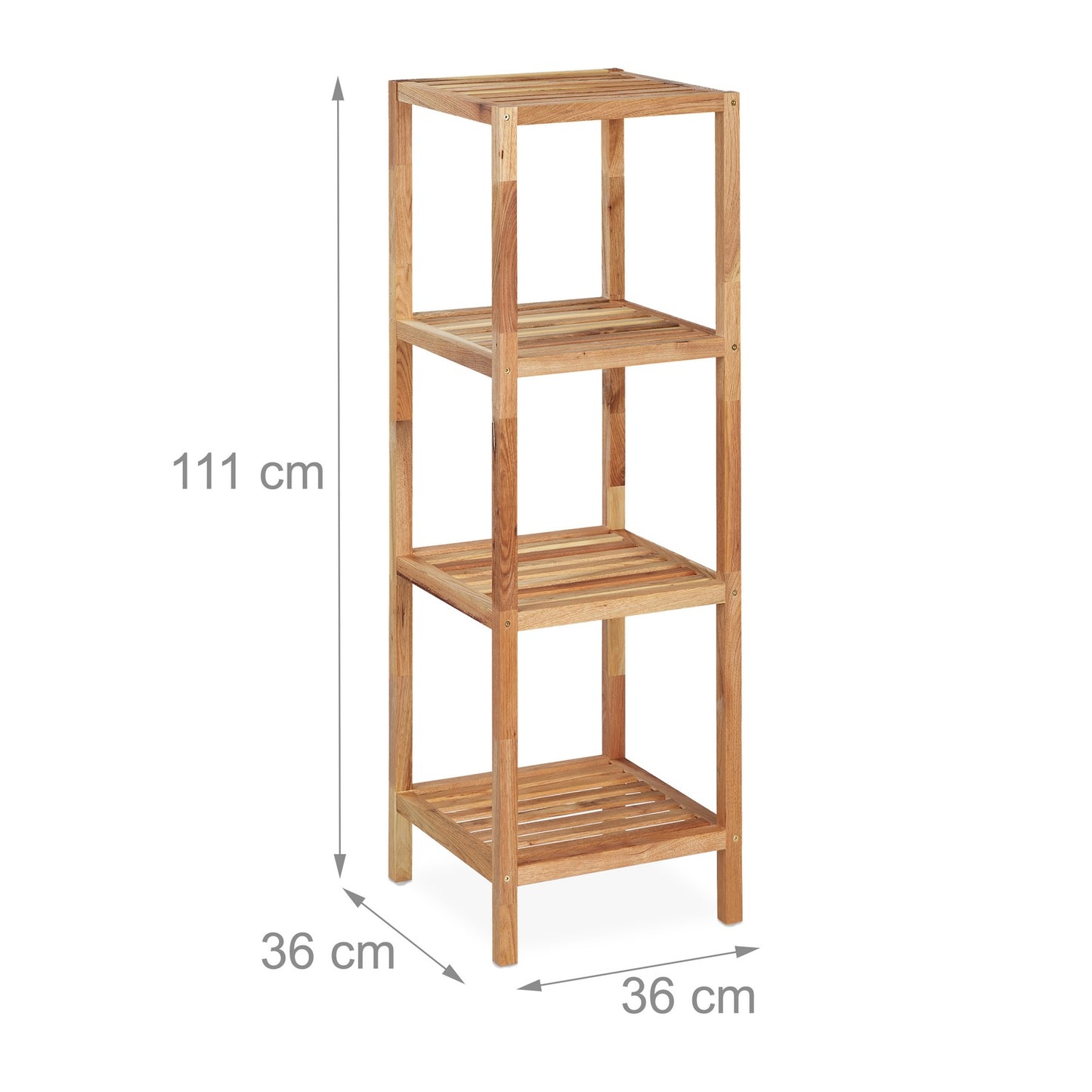 Bathroom shelf in walnut with 4 shelves