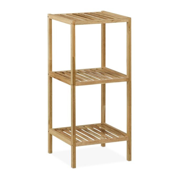 Bathroom shelf in walnut with open shelves