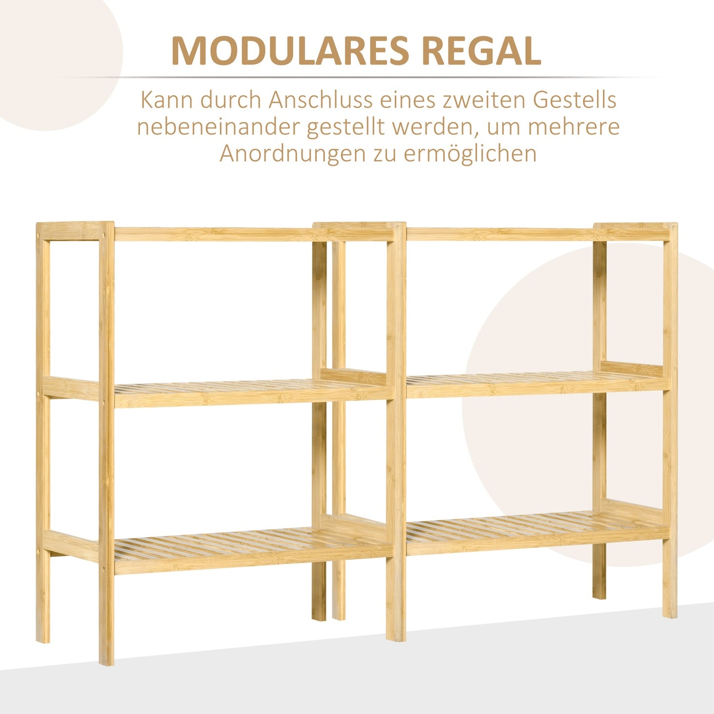 Bamboo 3-level shelf for bathroom, kitchen or living room