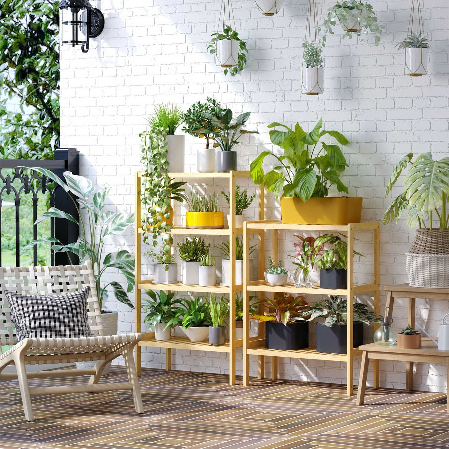 Bamboo 3-level shelf for bathroom, kitchen or living room