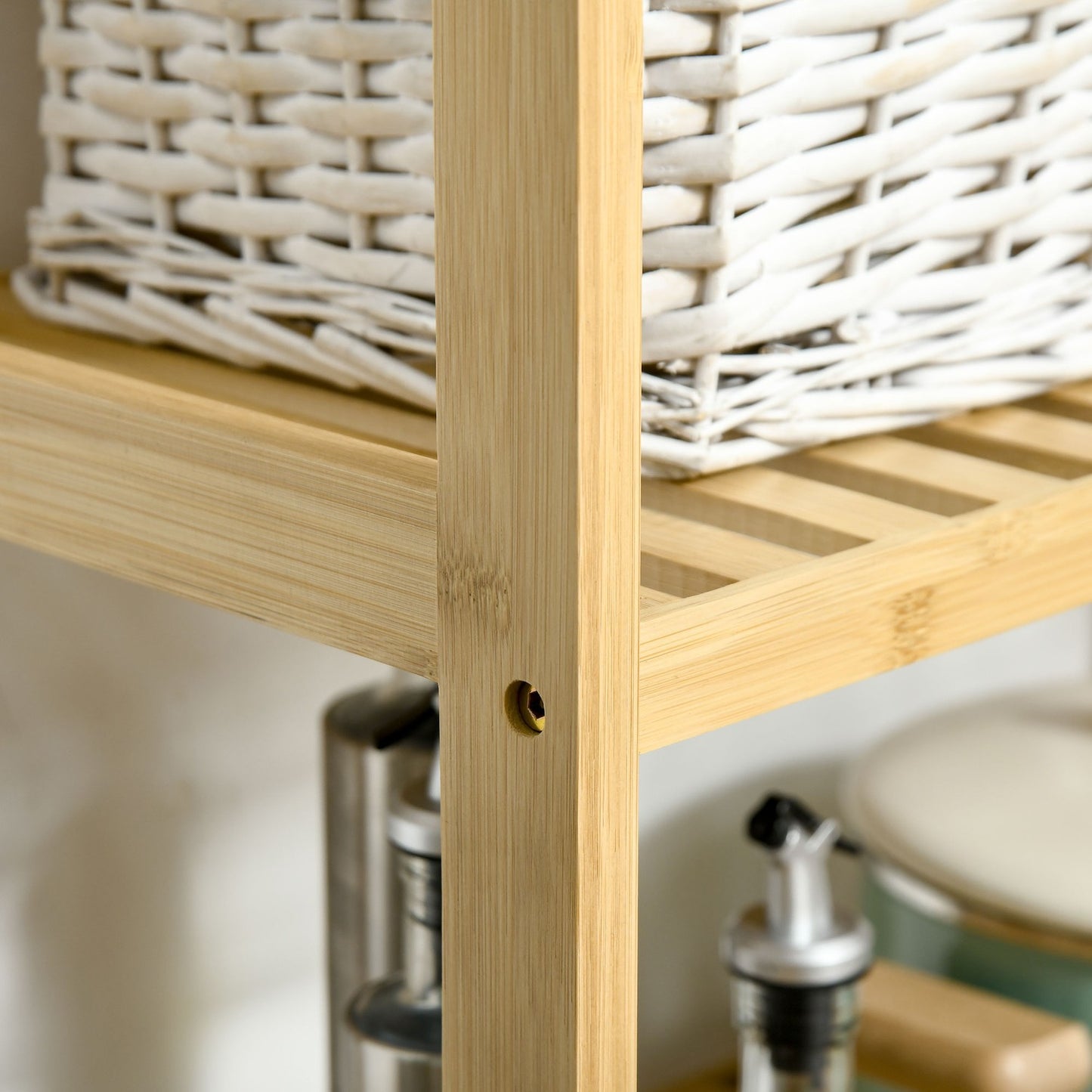 Bamboo 3-level shelf for bathroom, kitchen or living room