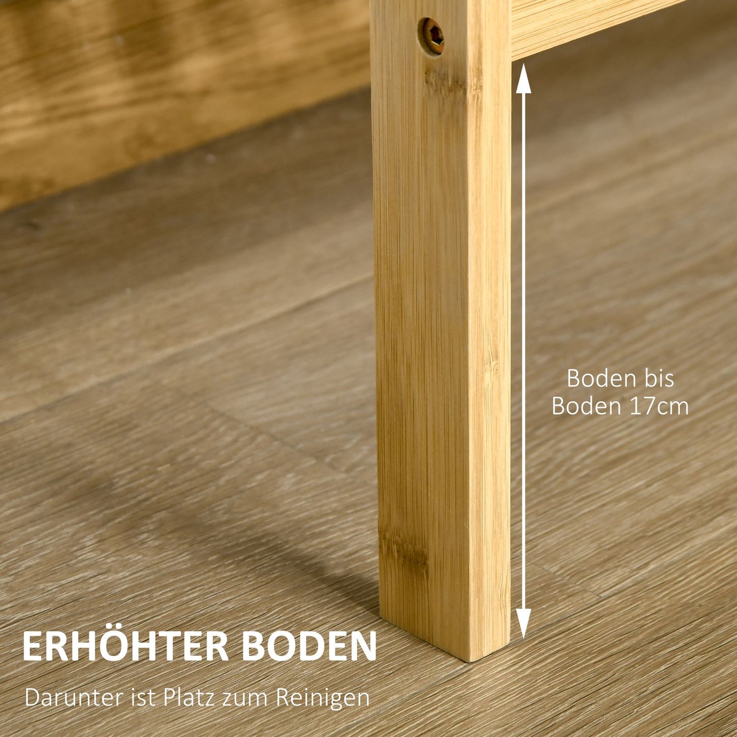 Bamboo 3-level shelf for bathroom, kitchen or living room