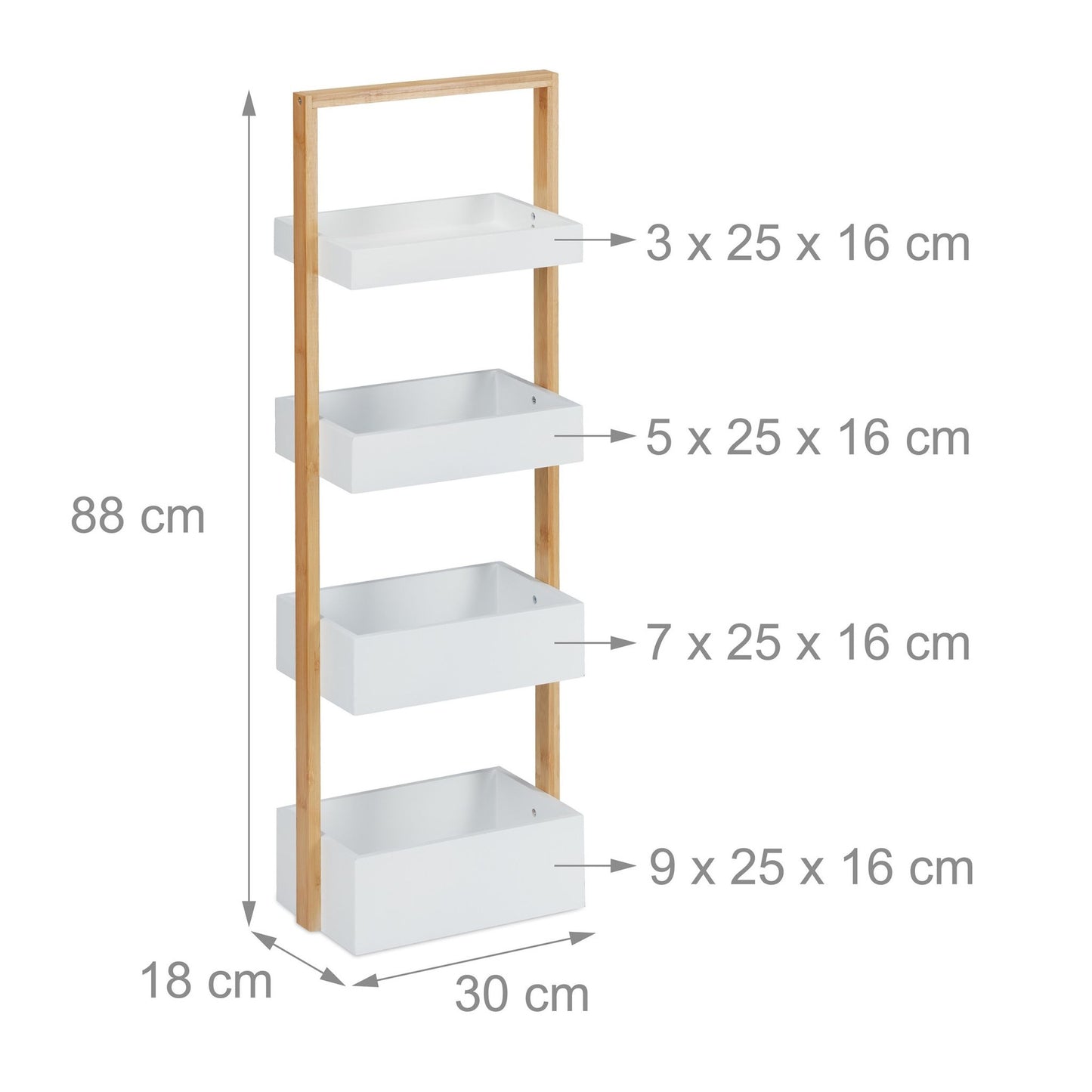 Bathroom shelf with 4 shelves