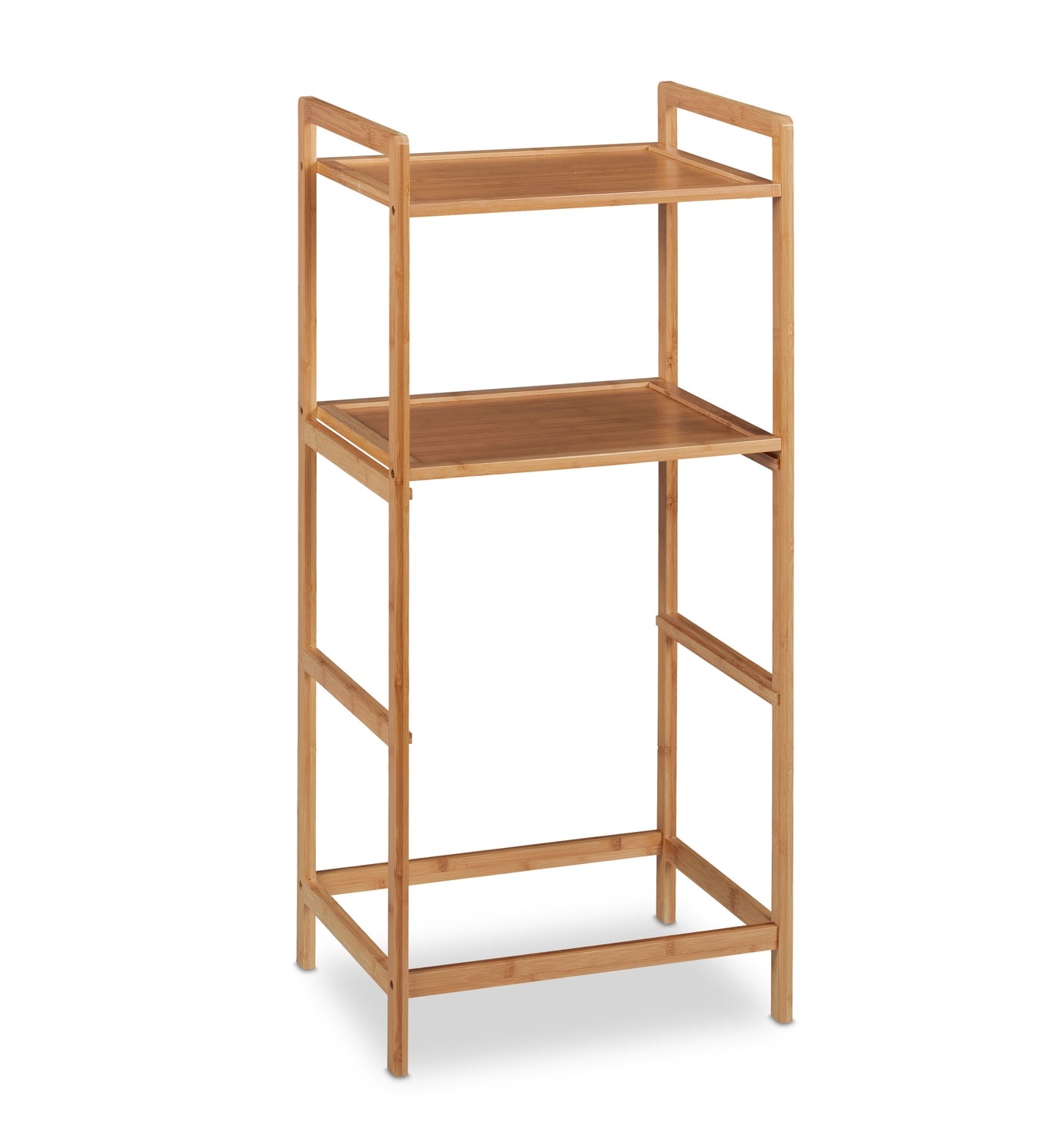 Bathroom shelf with laundry baskets