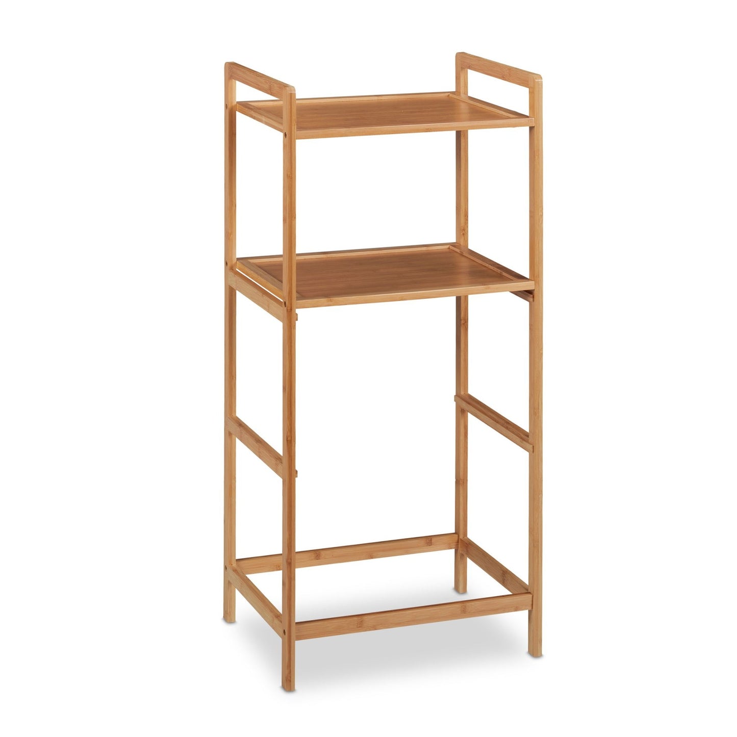 Bathroom shelf with laundry baskets