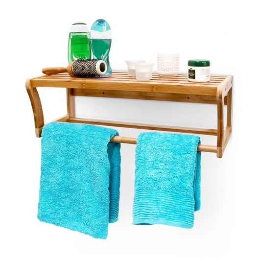 Bathroom shelf with towel rack