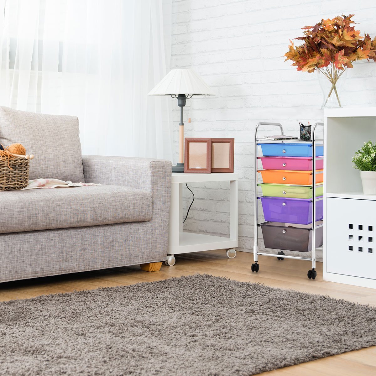 Bathroom trolley roll container with drawers multicolored 37 x 74 x 32 cm PP material