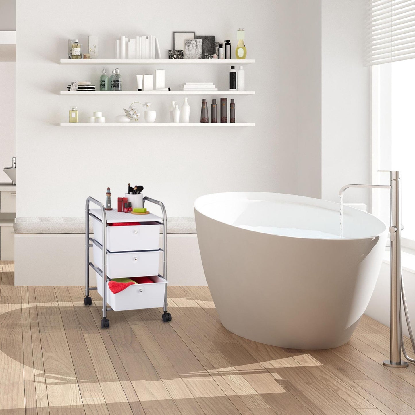Bathroom trolley with 3 drawers