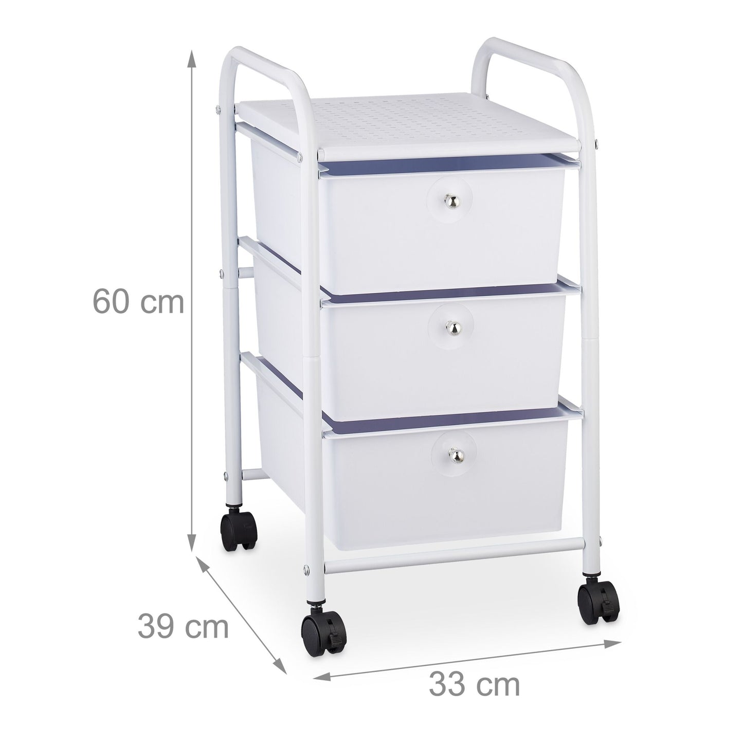 Bathroom trolley with 3 drawers