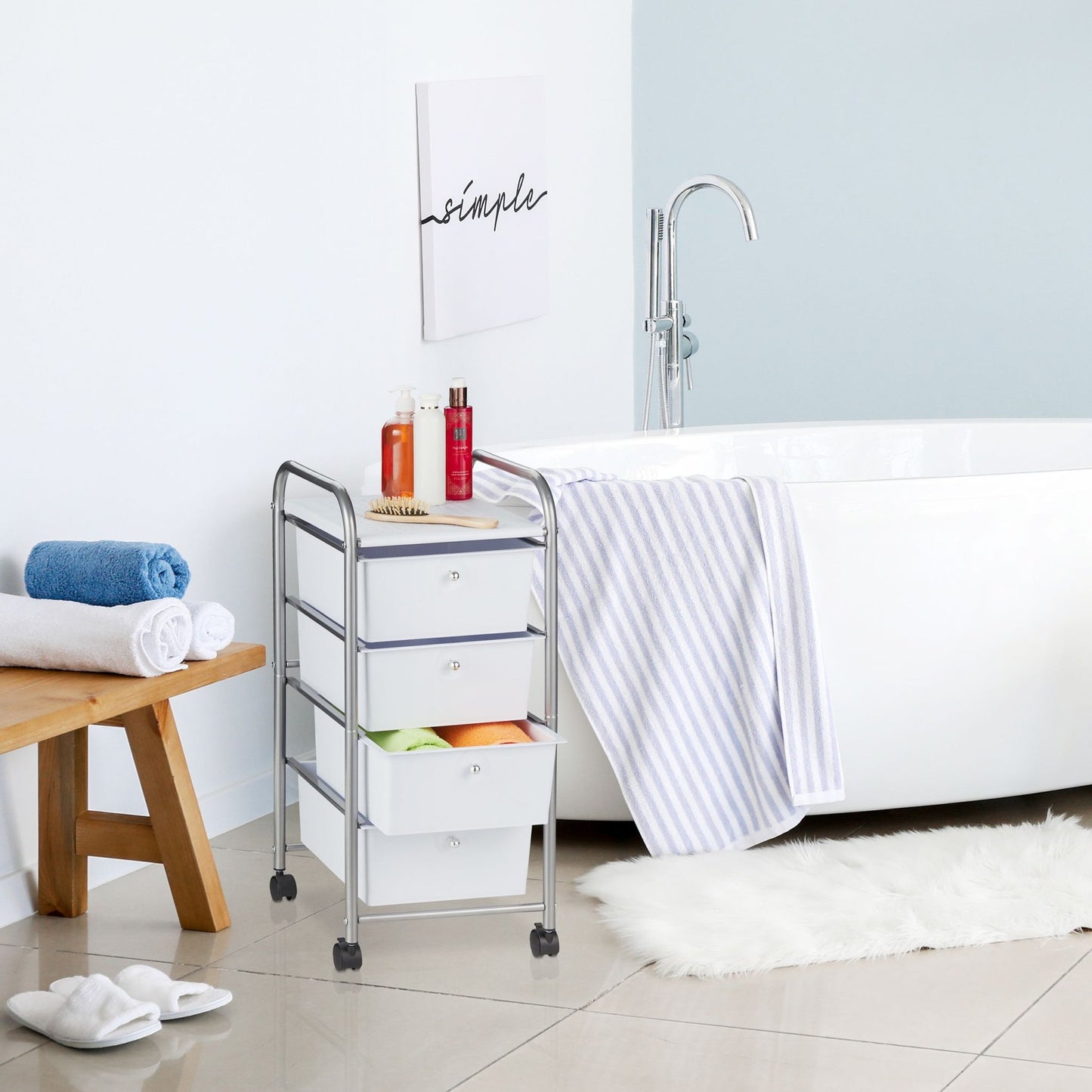 Bathroom trolley with 4 drawers