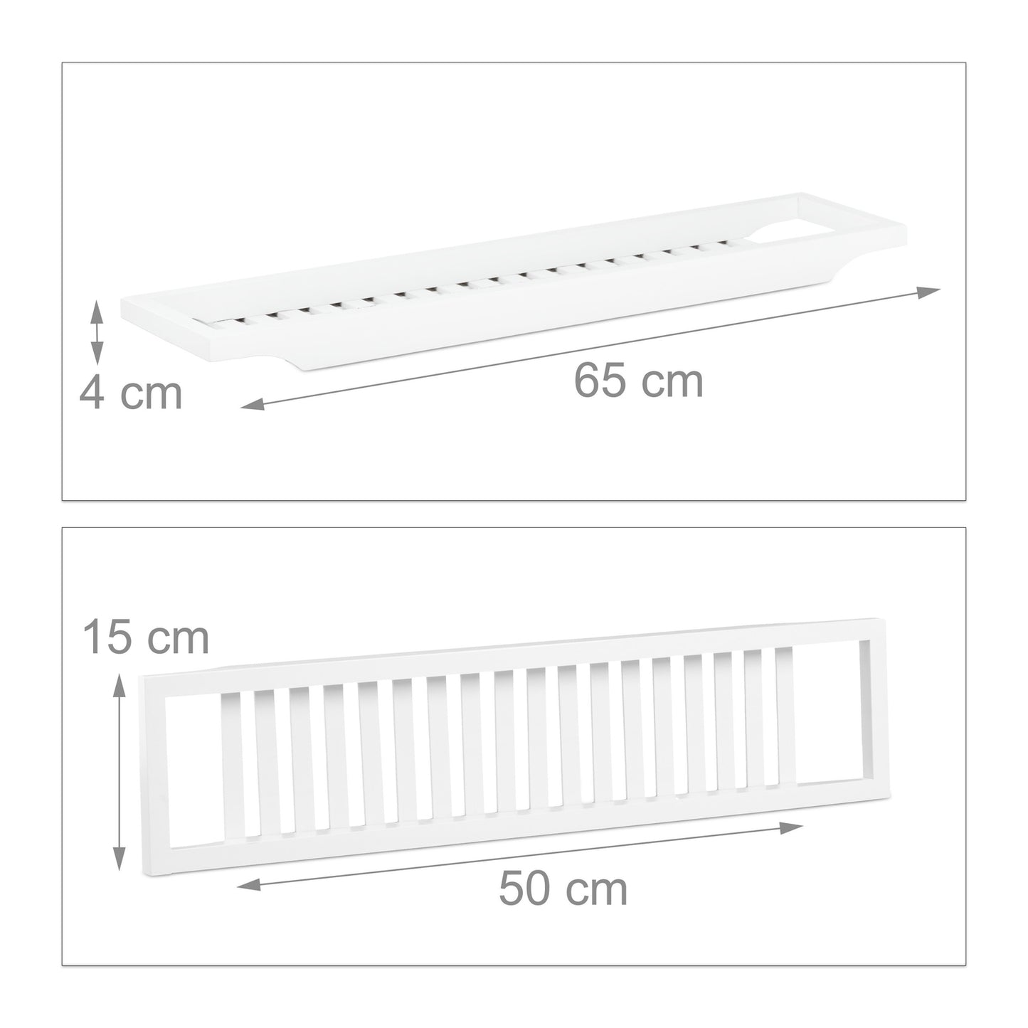Bath shelf bamboo white lacquered