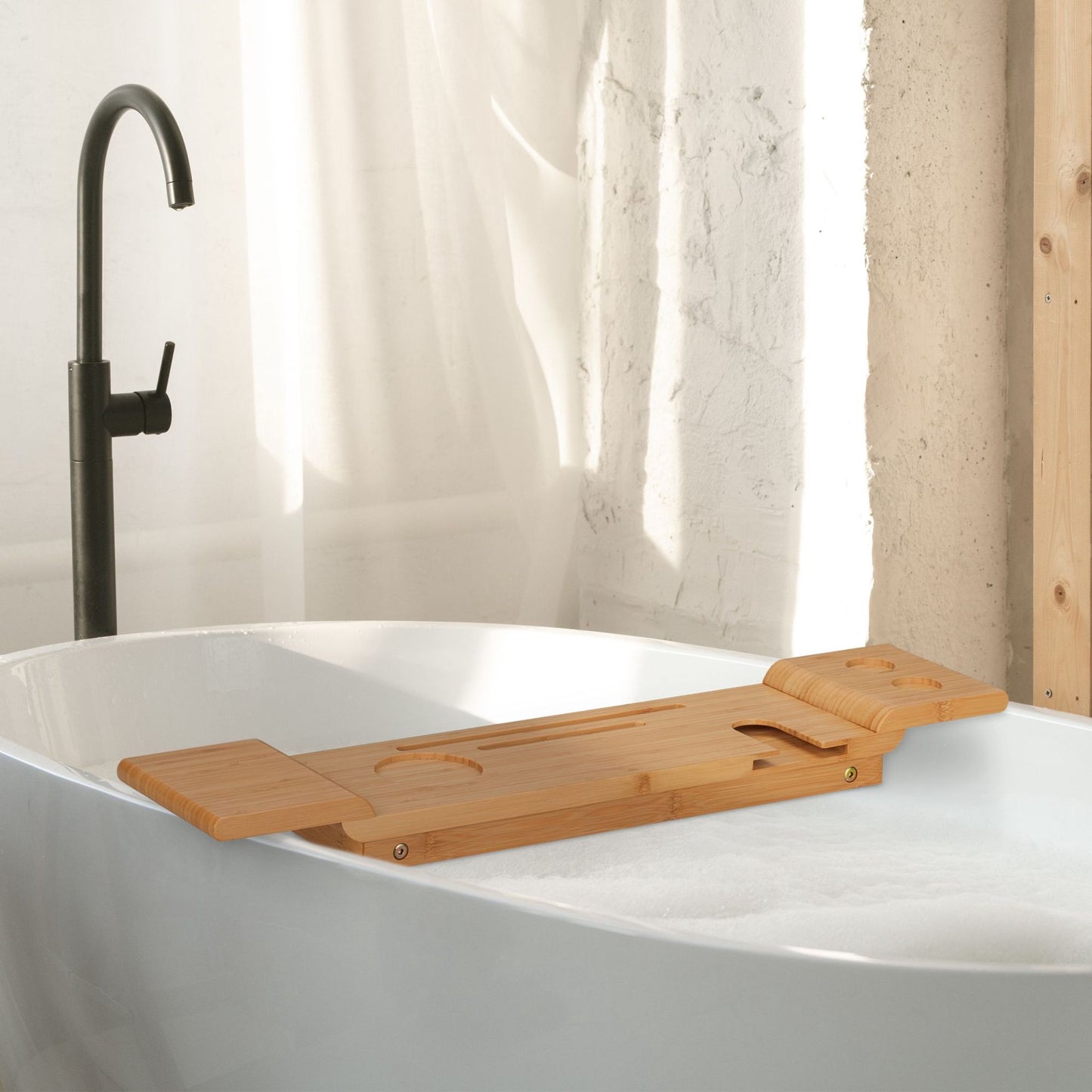 Bath shelf in bamboo with feet