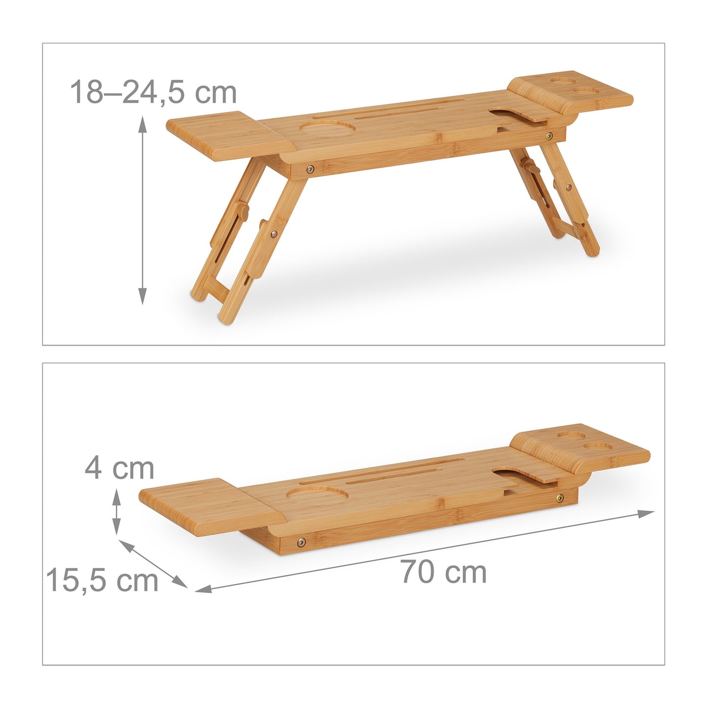 Bath shelf in bamboo with feet