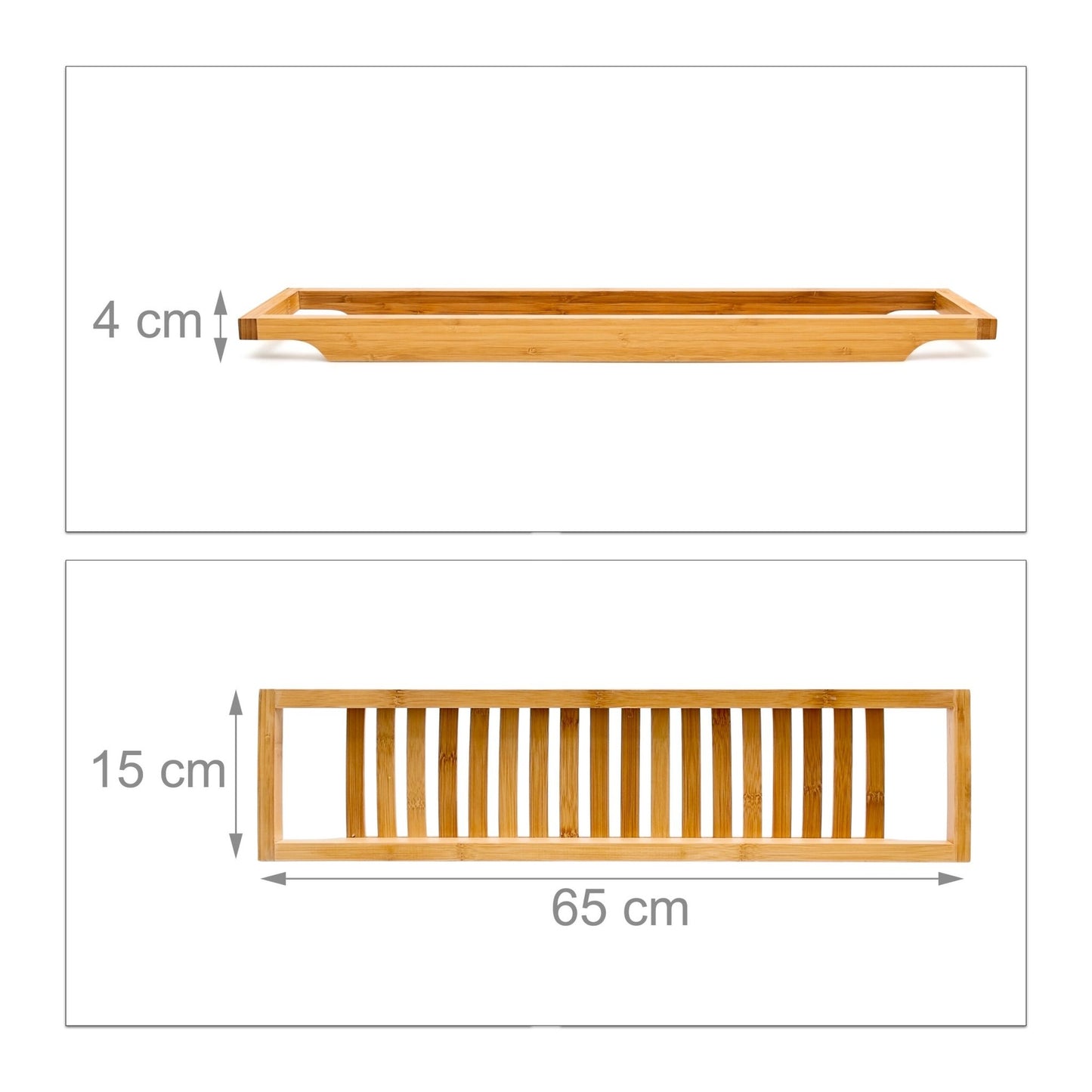 Bathtub shelf in bamboo