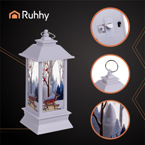 Battery-Operated White LED Christmas Lantern