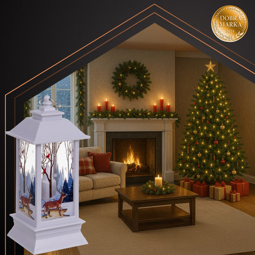 Battery-Operated White LED Christmas Lantern