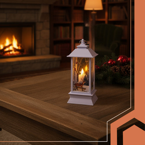 Battery-Operated White LED Christmas Lantern