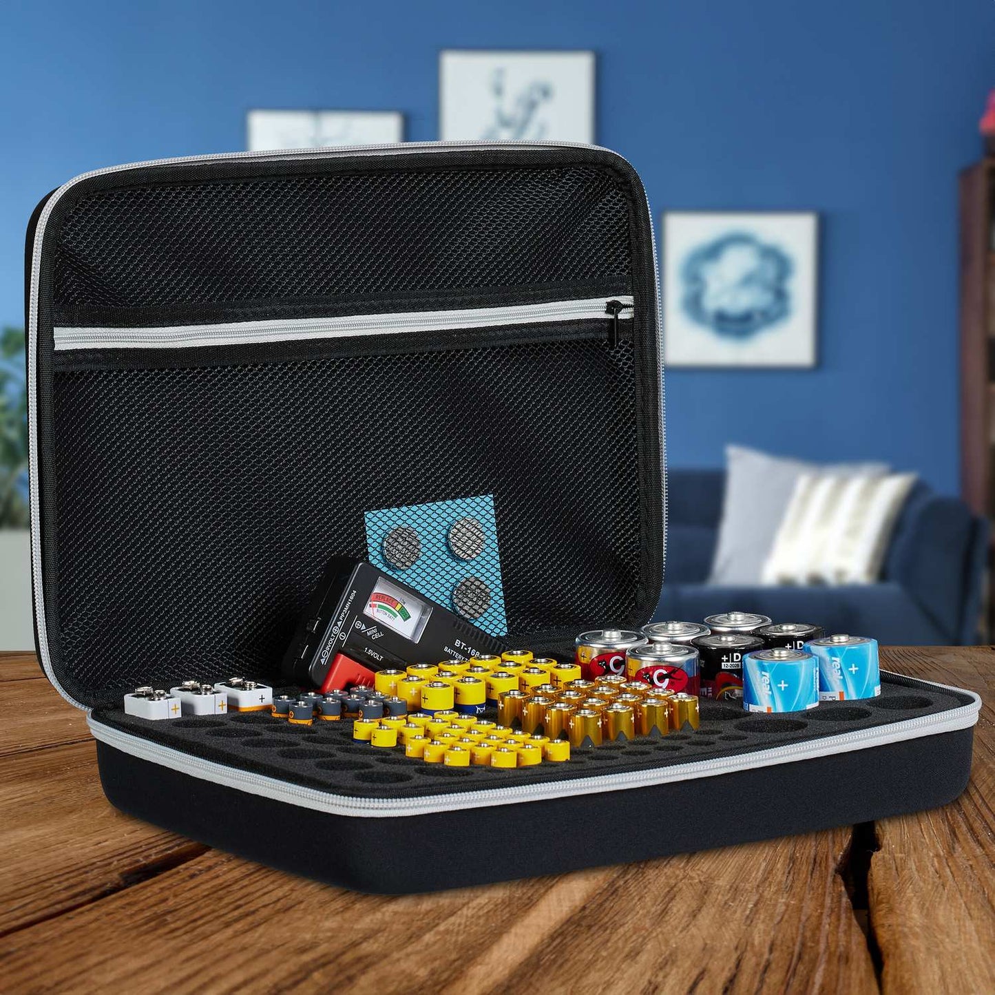 Battery case with tester
