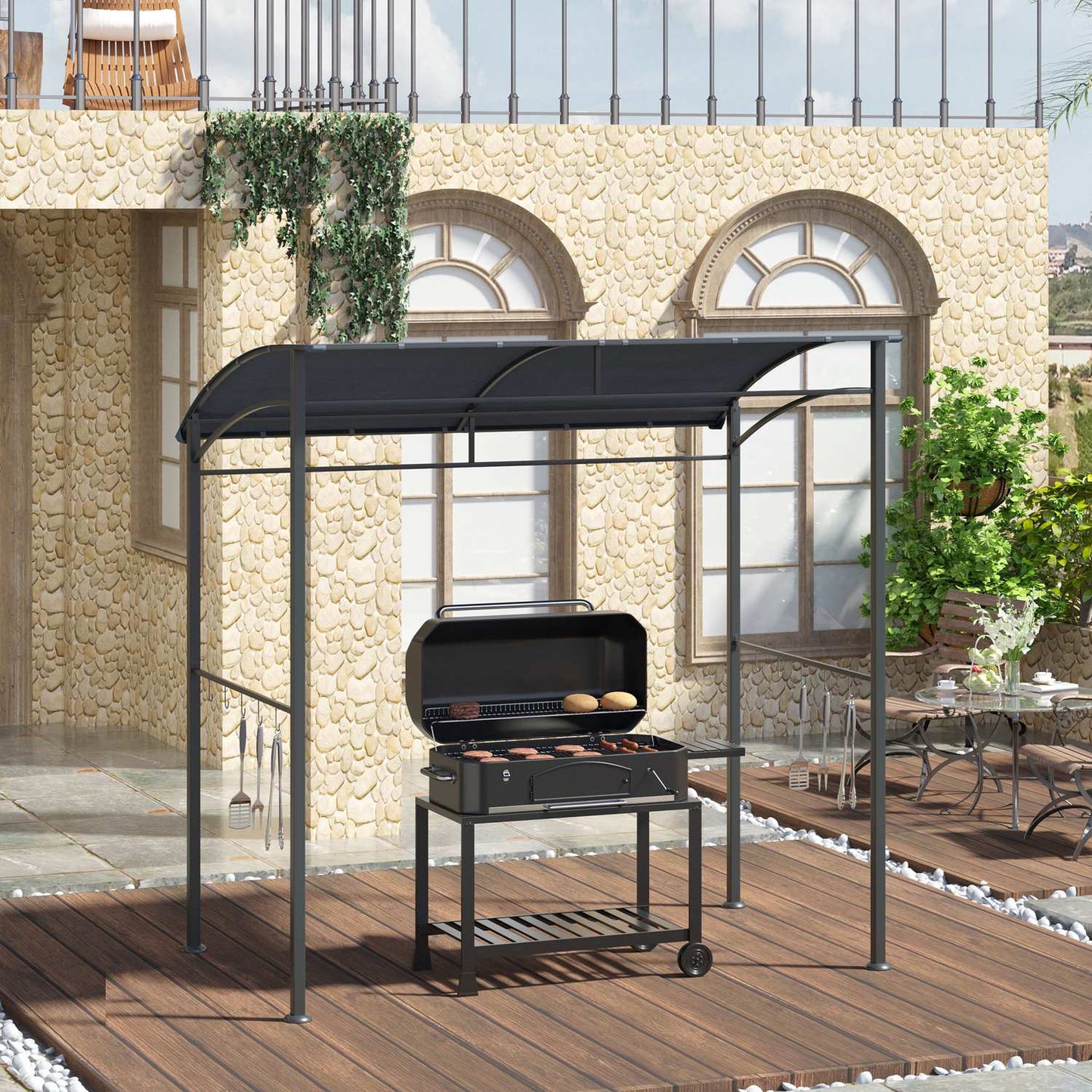 BBQ Gazebo Grill canopy, Waterproof UV resistant, Grey
