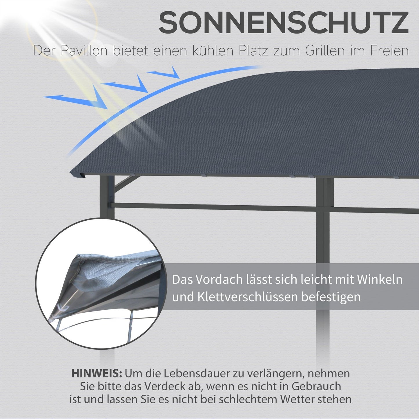 BBQ Gazebo Grill canopy, Waterproof UV resistant, Grey