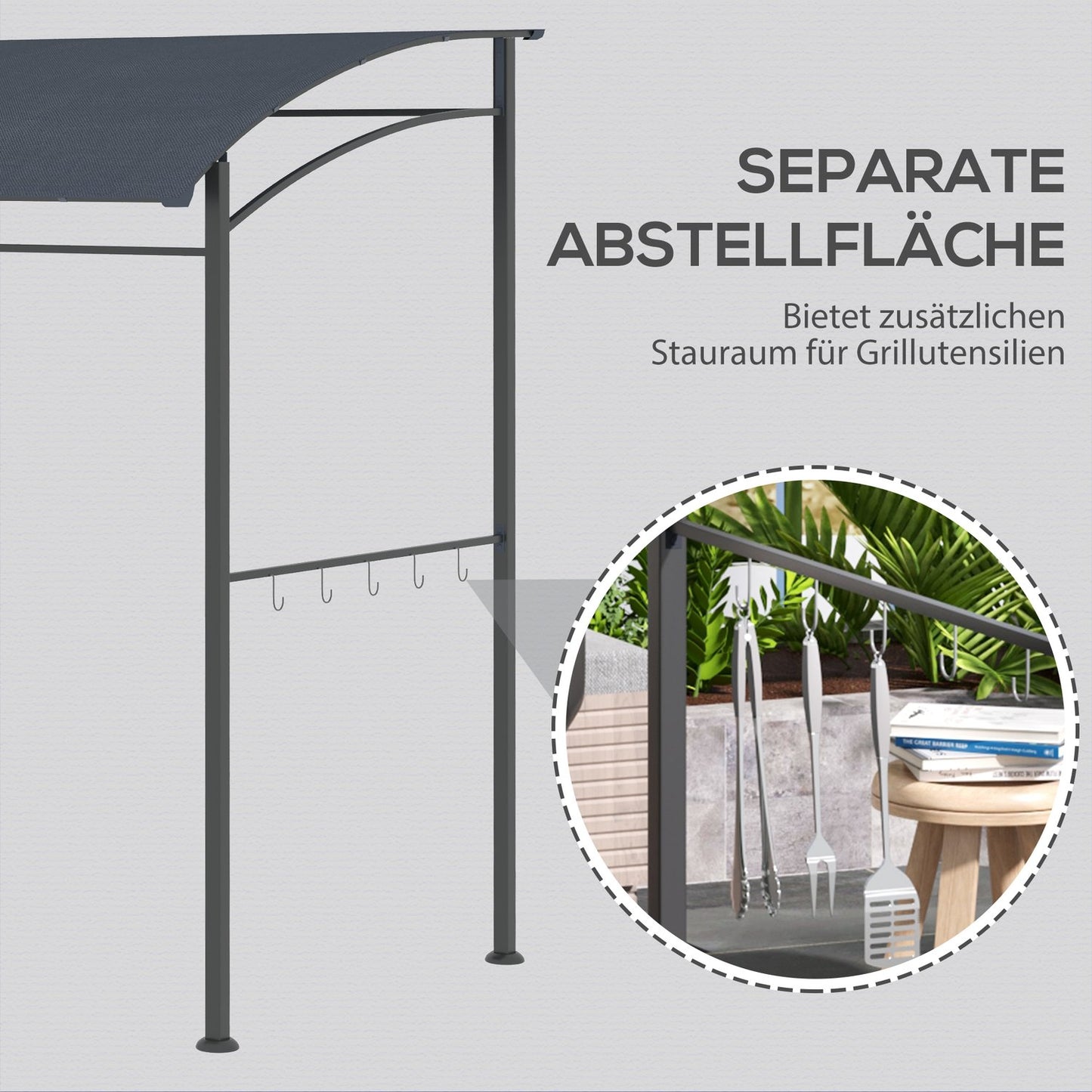 BBQ Gazebo Grill canopy, Waterproof UV resistant, Grey