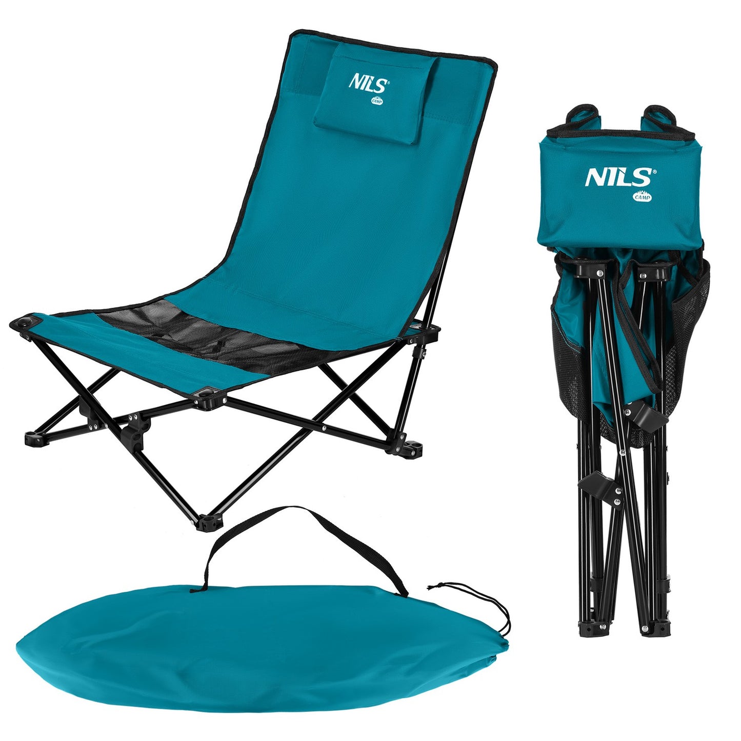 Beach Chair, Blue/Black, Foldable, Portable