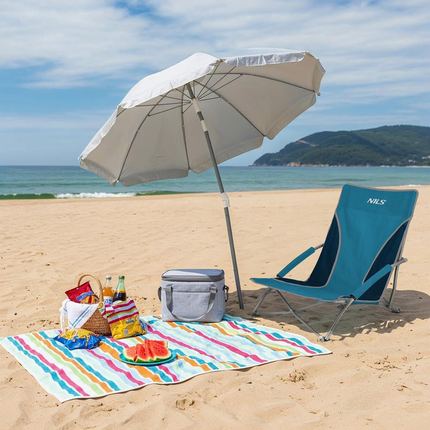 Beach Chair, Blue-Gray, Foldable, Lightweight