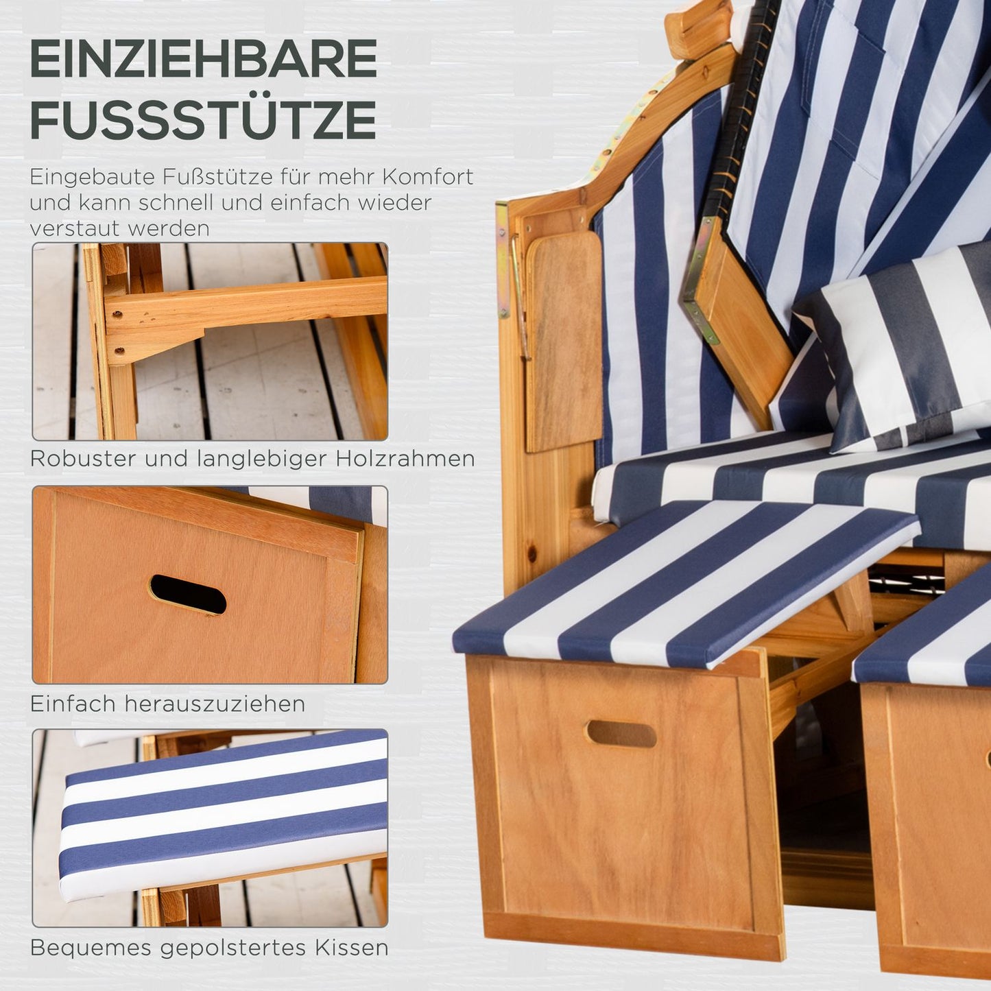 Double sun lounger with roof, cup holder, PE rattan