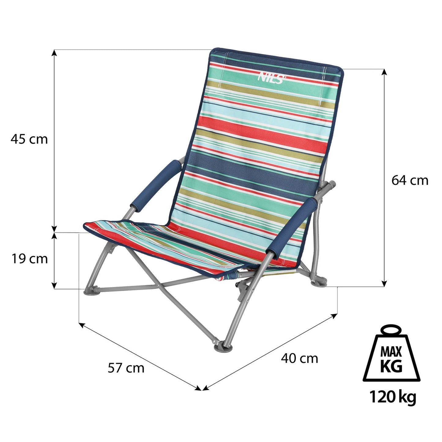 Beach Chair, Foldable, Blue-Red, Portable