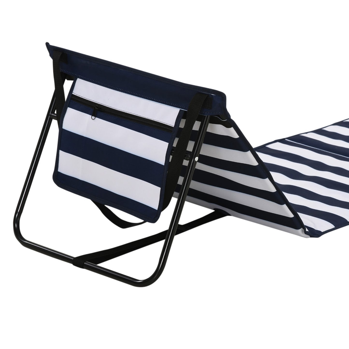 Foldable beach mat, adjustable with carrying and magazine bag
