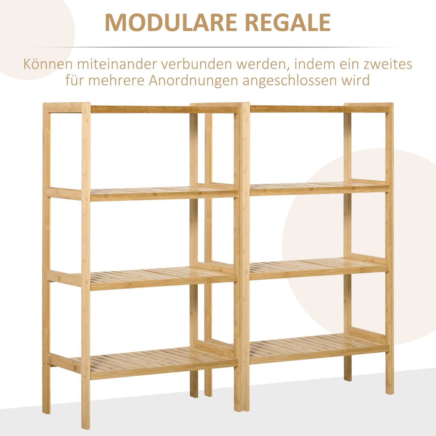 Bamboo storage shelf, 4 tiers, natural, 62x33x112cm