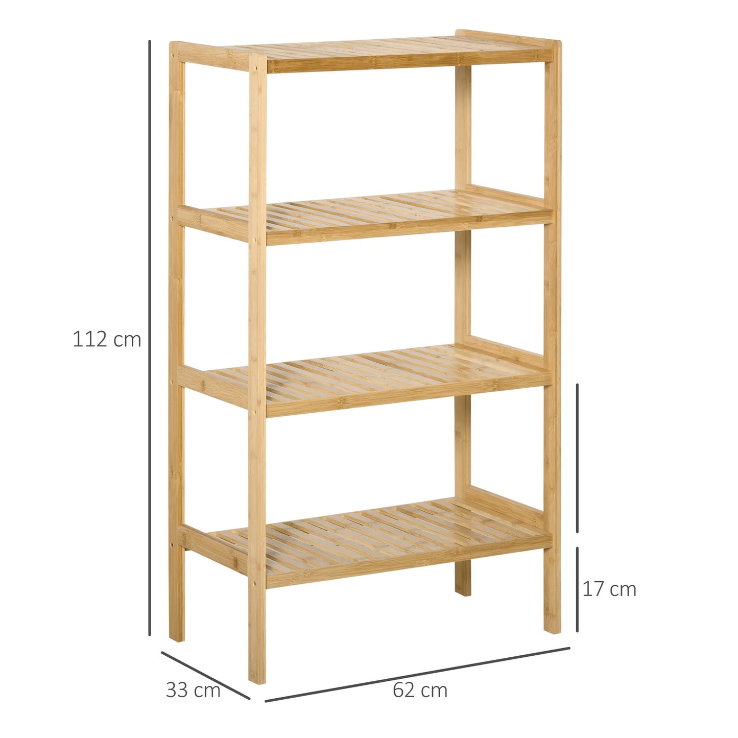 Bamboo storage shelf, 4 tiers, natural, 62x33x112cm