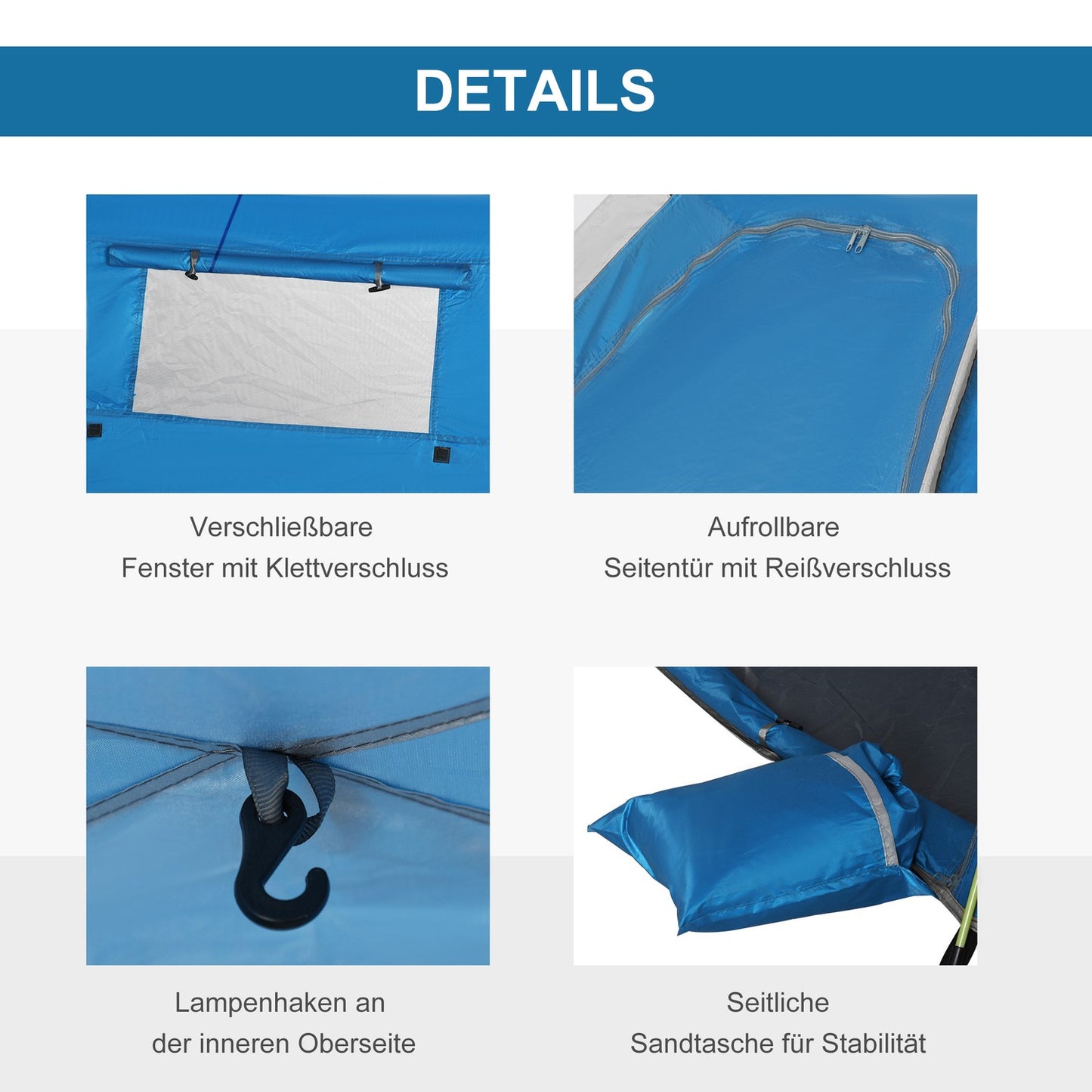Pop Up beach tent with sun protection, suitable for 1-2 people