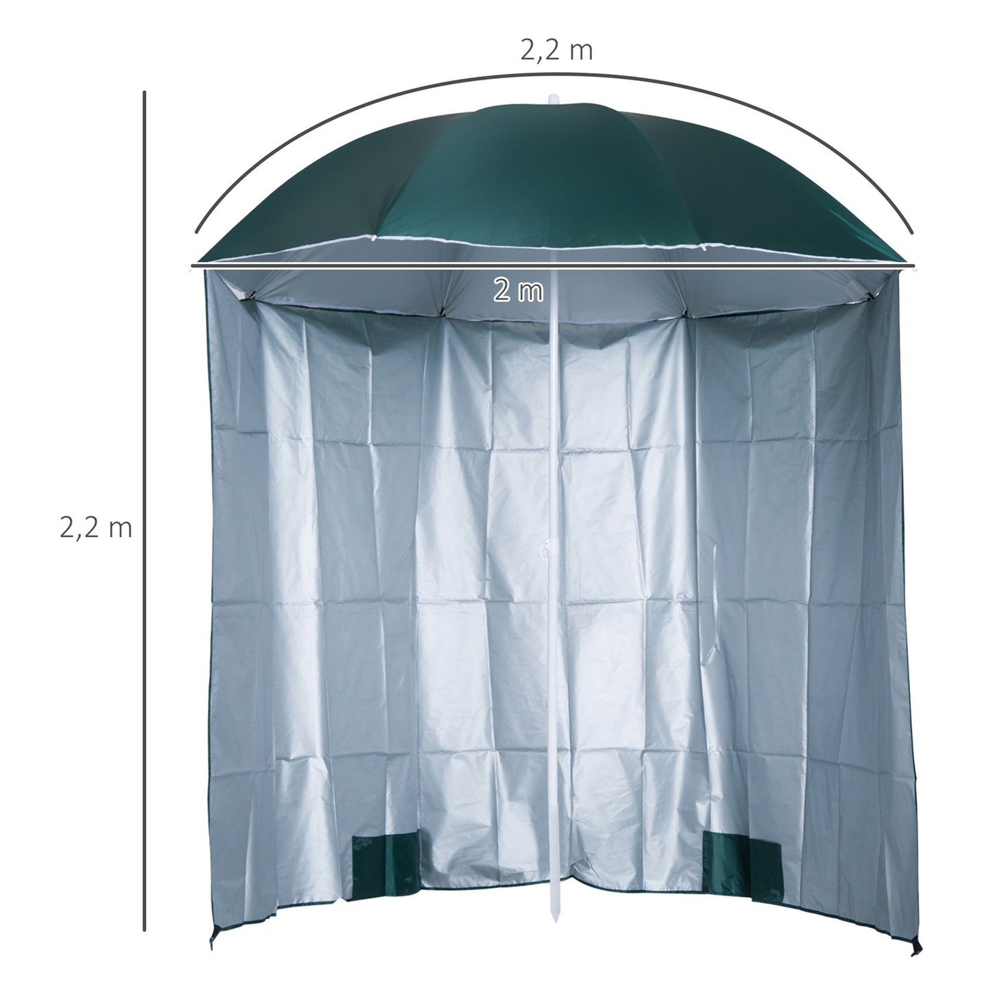 Beach umbrella side wall, dark green polyester, 2.2m