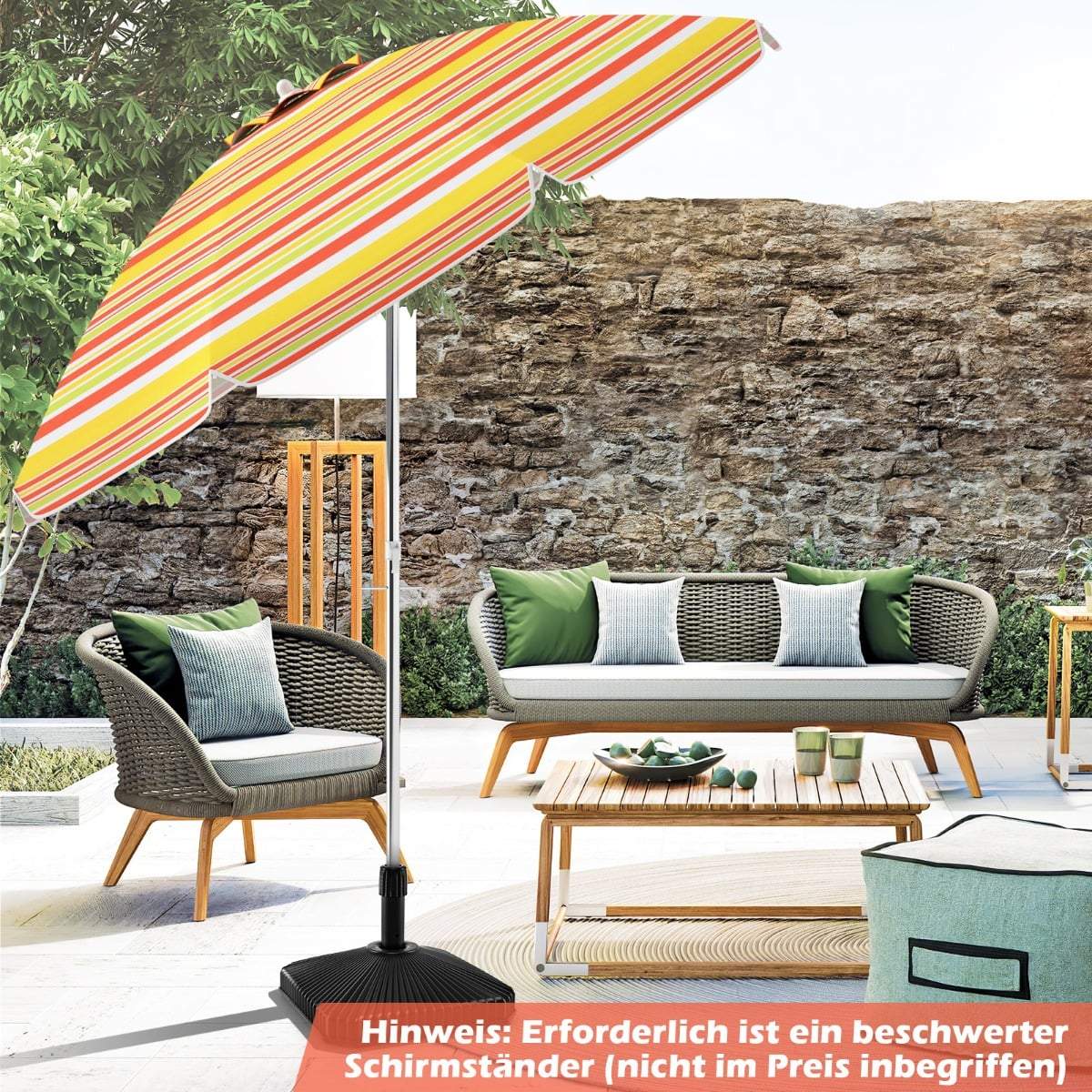 Beach Umbrella with Tilt, Anchor, Carry Bag – Red/Yellow