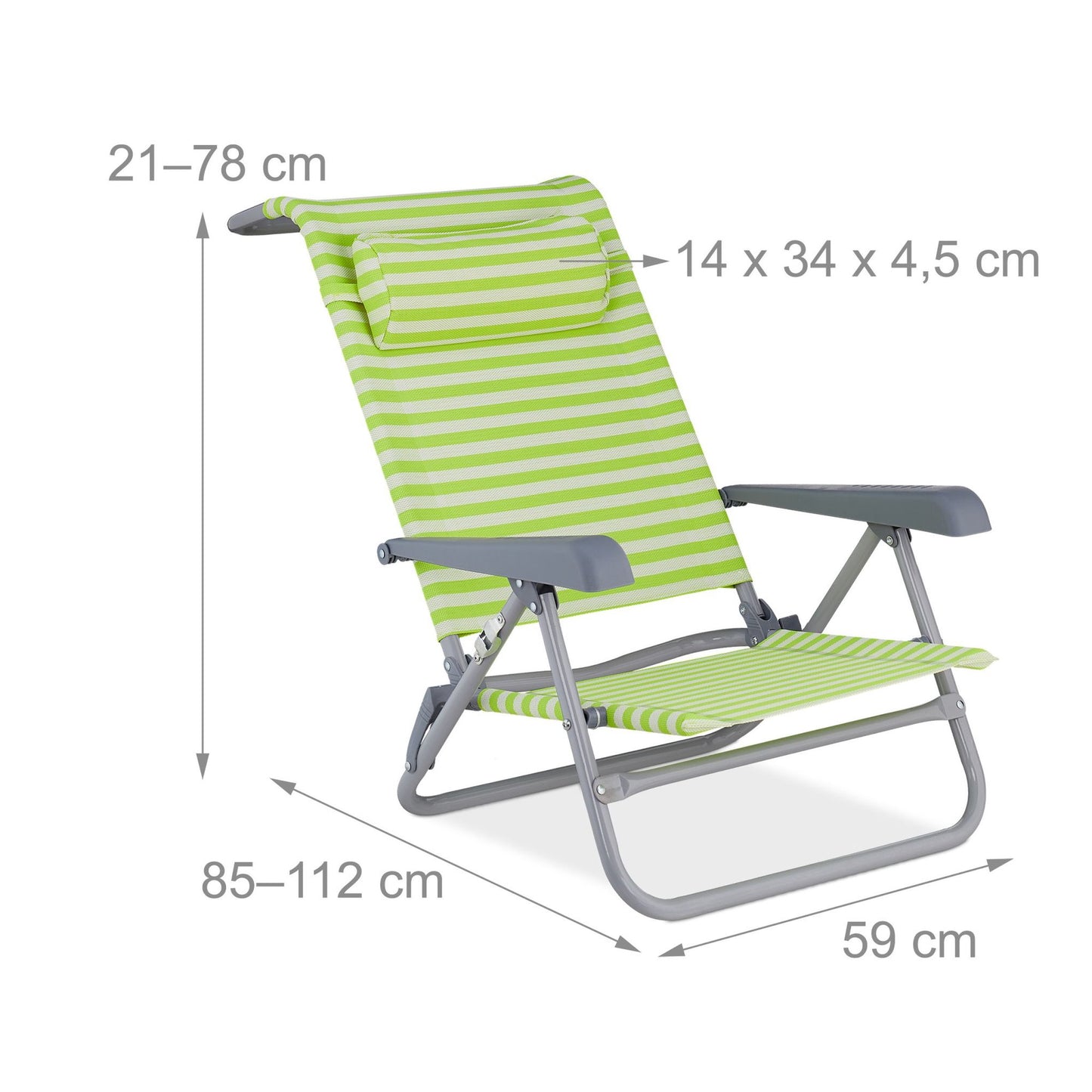 Beach chair with neck pillow - foldable