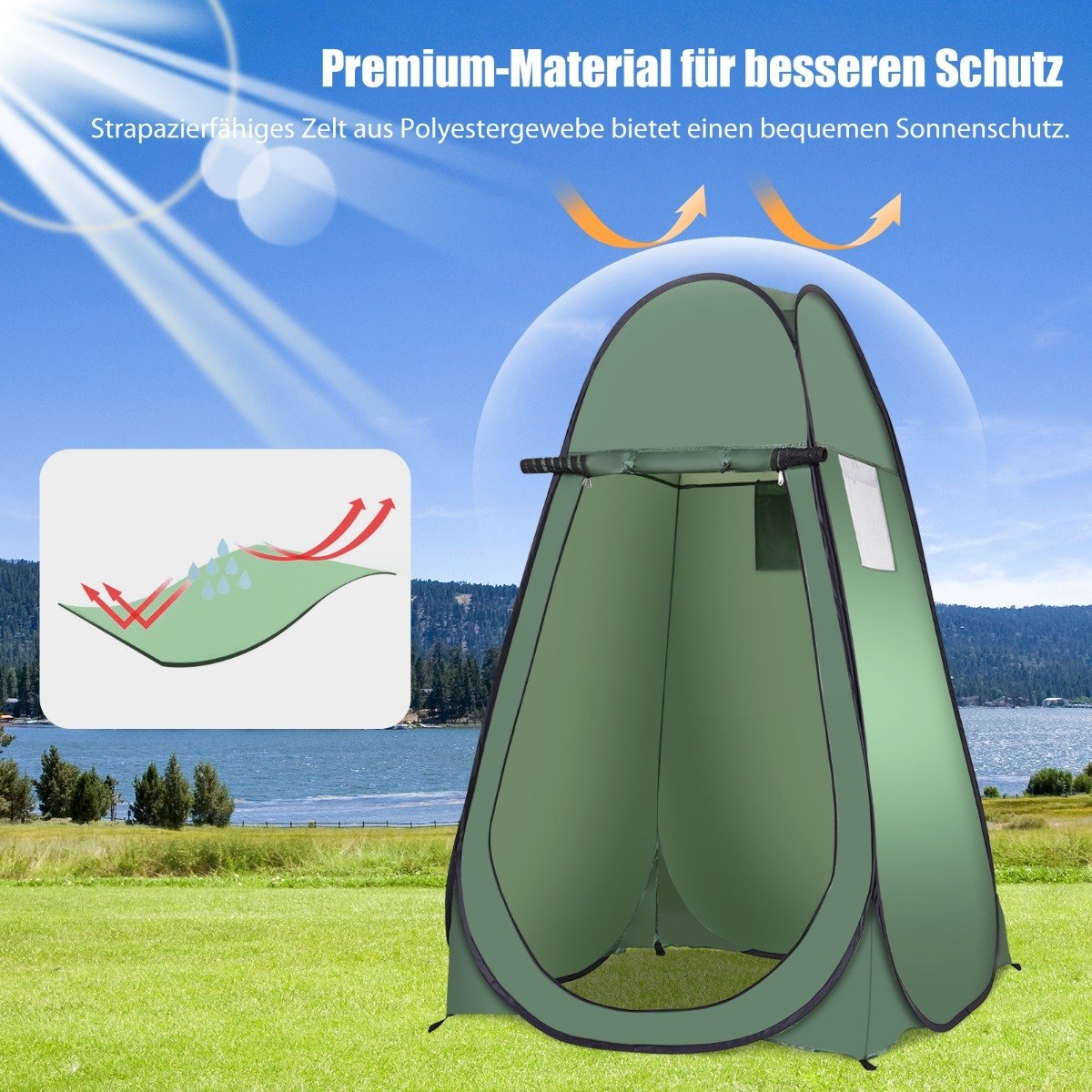 Beach shower tent changing tent toilet tent side tent large tent cabin folding green