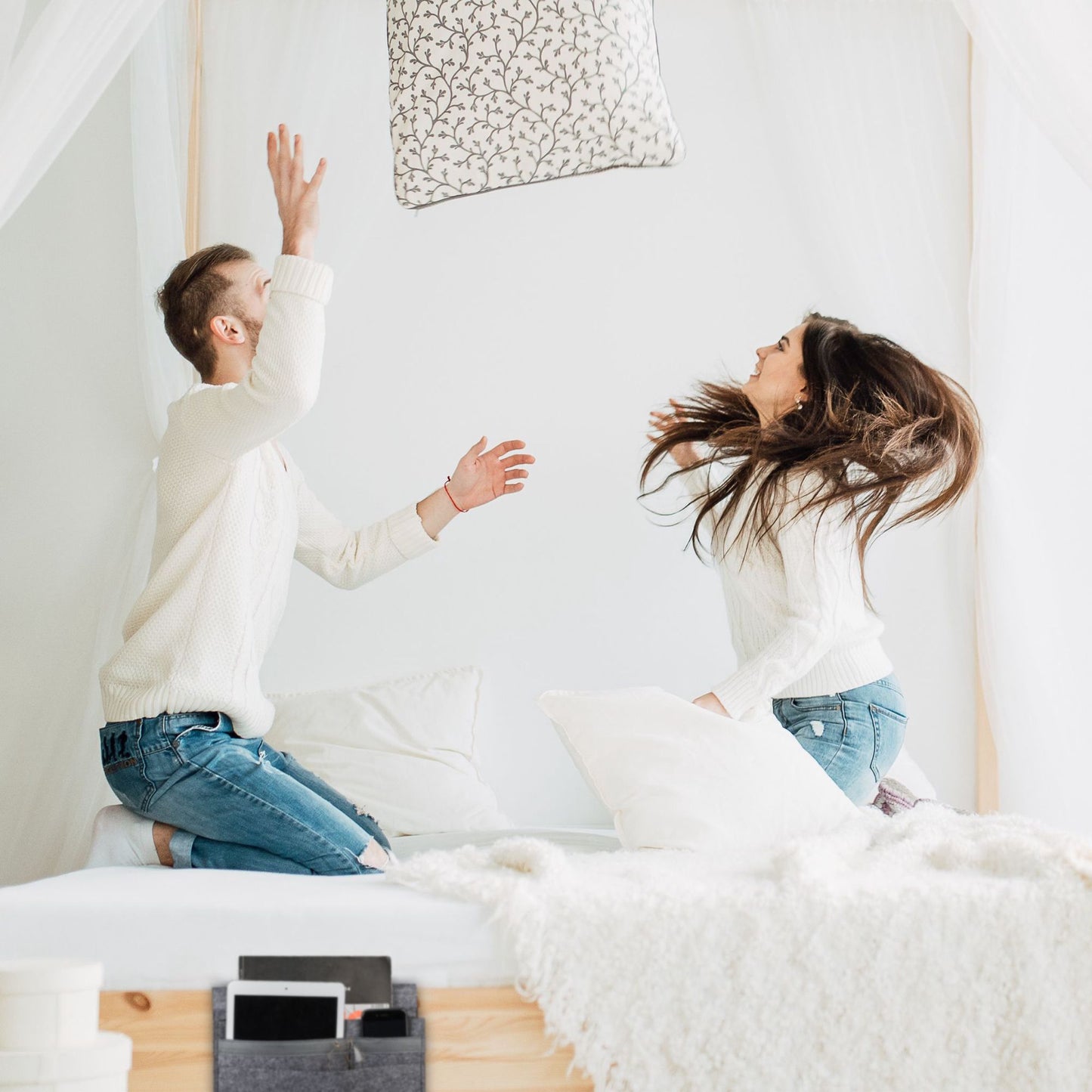 Bed bag with velcro fastening