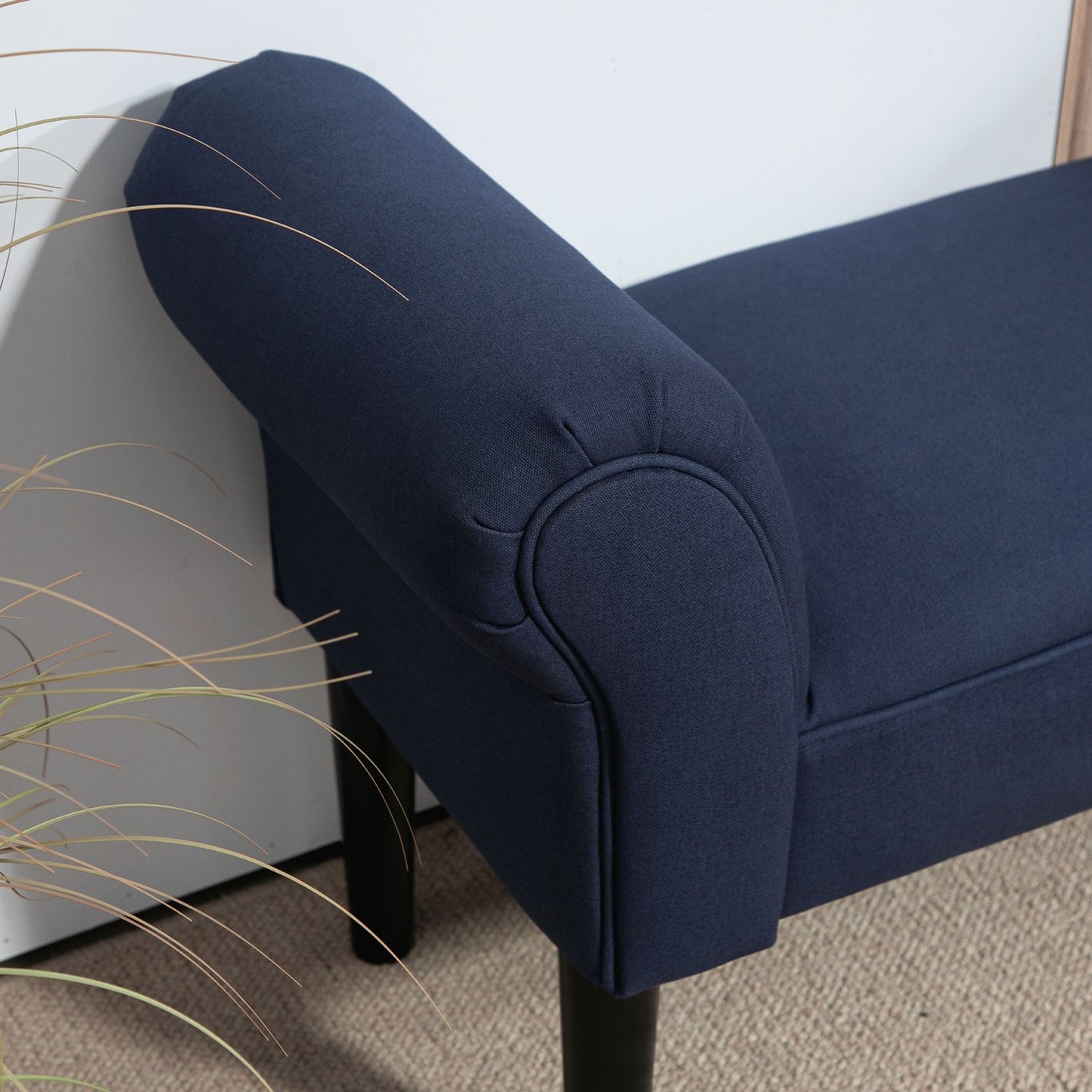 Blue upholstered bed bench, 130 kg Capacity, 102 x 36 x 51 cm