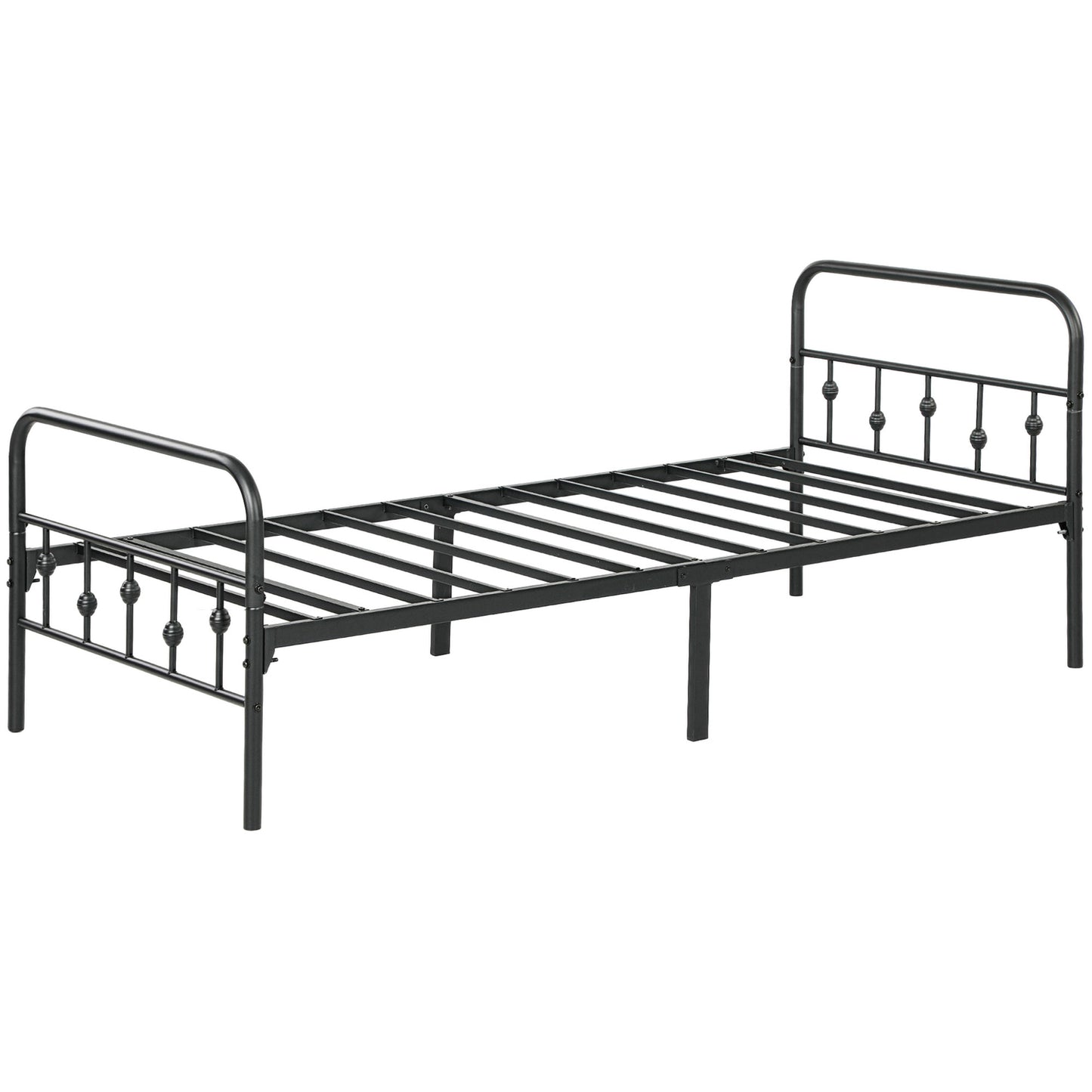 Metal folding bed frame, 200x90 cm, black, 82.5 cm high