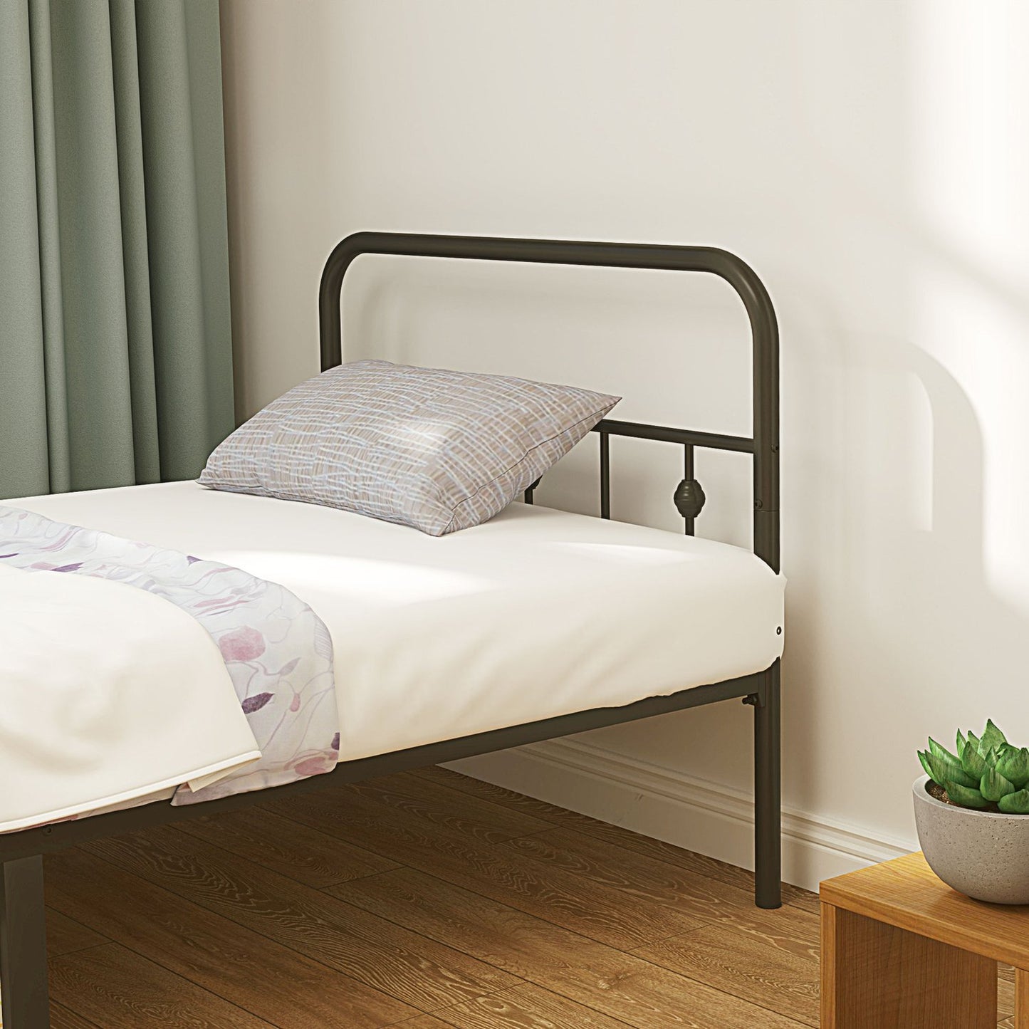 Metal folding bed frame, 200x90 cm, black, 82.5 cm high