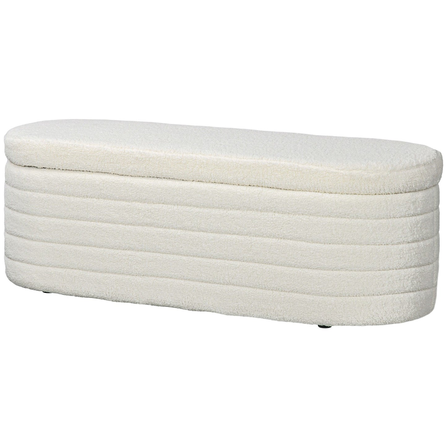 Bedroom storage bench - cream, fleece, sturdy wooden legs