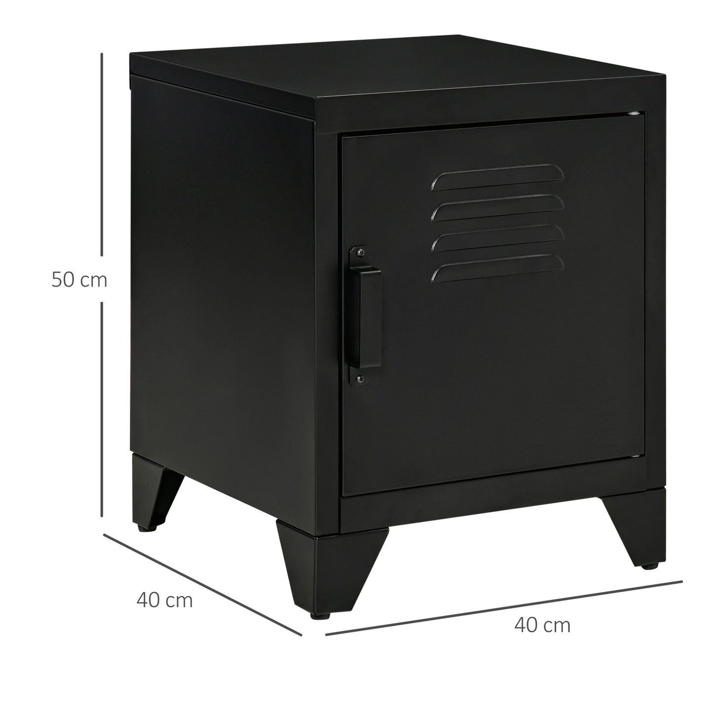 Bedside table in black metal with adjustable shelf 50x40x47.5 cm