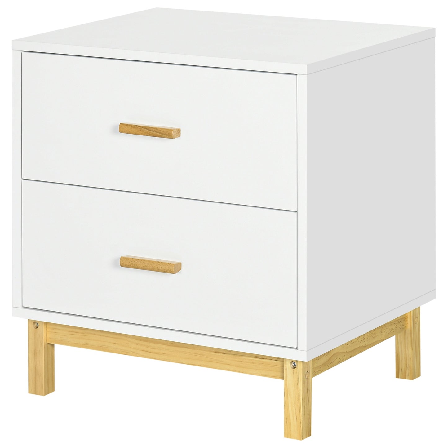 White bedside table with 2 drawers - 50x40x55 cm
