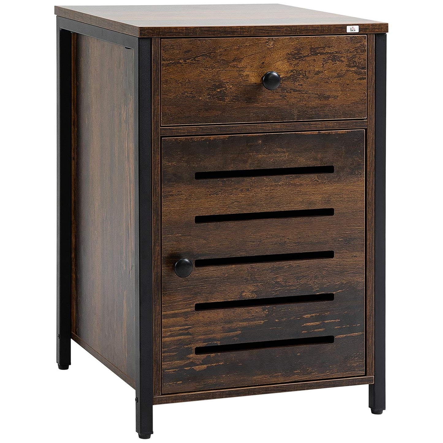 Rustic brown bedside table with drawer - 40x40x60 cm